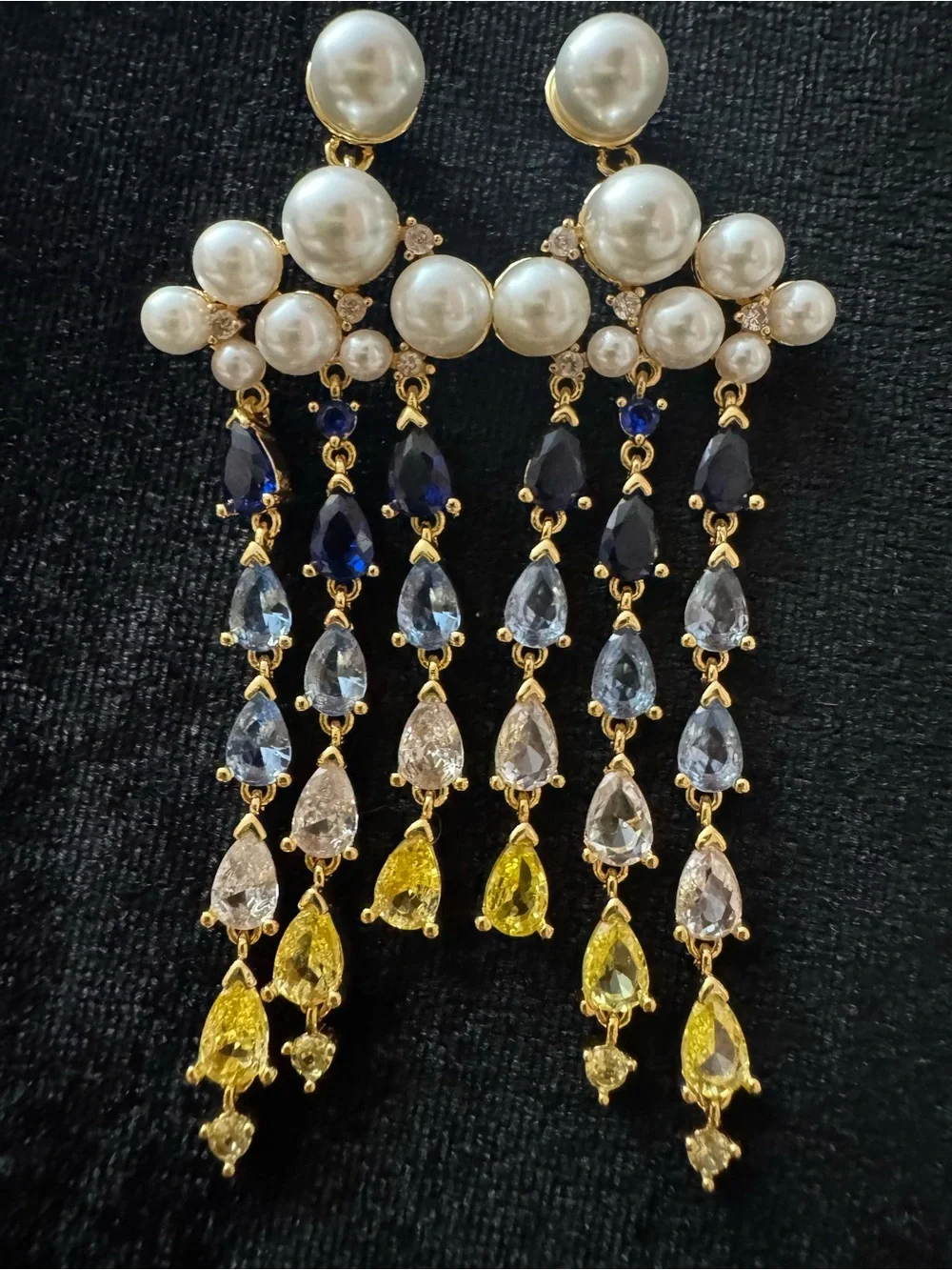 kate spade Pearl & Multi-Color Teardrop Cascade Earrings